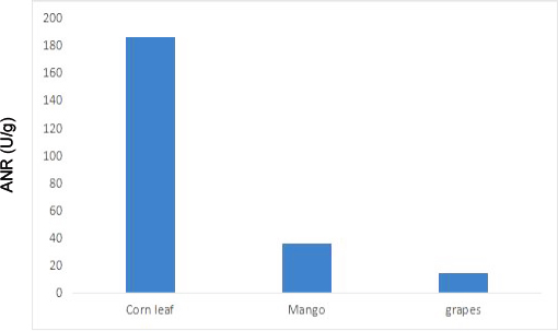 ANR activity in corn leaf, mango and grapes respectively. Assays were performed following kit protocol.