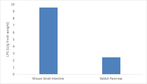 Determination lipase activity in mouse small intestine and rabbit pancreas by CheKine™ Mirco Lipase (LPS) Activity Assay Kit (Cat. No. KTB2241).