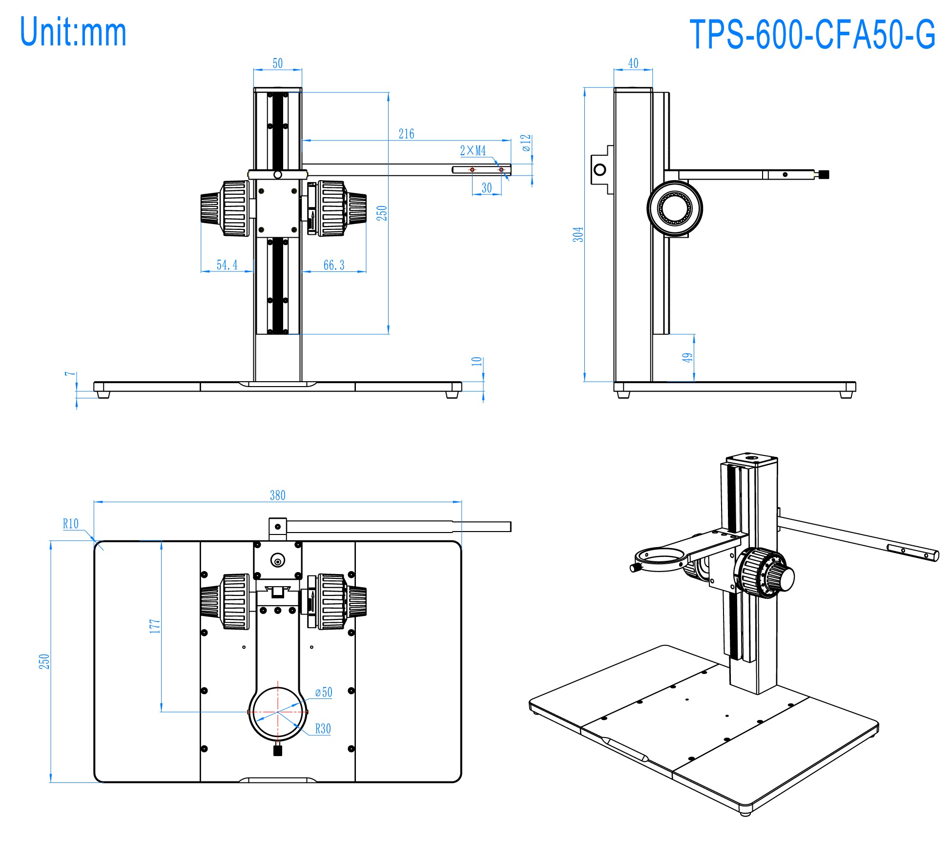 TPS-600-CFA50-G 顯微鏡支架